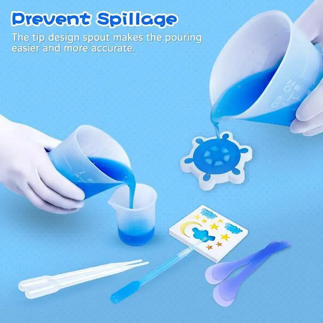 Alt view image 5 of 7 - Silicone Resin Mixing Measuring Cups for Resin Supplies, 600ml/20oz Bowl, 250 & 100ml Thickened Reusable Silicone Cups for Epoxy Mixing, with Stir Sticks and Pipettes, Jewelry Making
