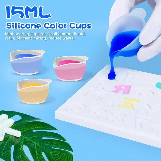 Alt view image 6 of 7 - Silicone Resin Mixing Measuring Cups for Resin Supplies, 600ml/20oz Bowl, 250 & 100ml Thickened Reusable Silicone Cups for Epoxy Mixing, with Stir Sticks and Pipettes, Jewelry Making