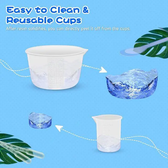 Alt view image 7 of 7 - Silicone Resin Mixing Measuring Cups for Resin Supplies, 600ml/20oz Bowl, 250 & 100ml Thickened Reusable Silicone Cups for Epoxy Mixing, with Stir Sticks and Pipettes, Jewelry Making