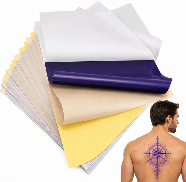 Main image of 20 Sheets A4 Tattoo Transfer Paper, 4-Layer Thermal Stencil Sheets | DIY Tattoo Tracing Paper for Beginners, Artists, and Studios with Smooth Carbon Transfer for Clean Stencil Lines