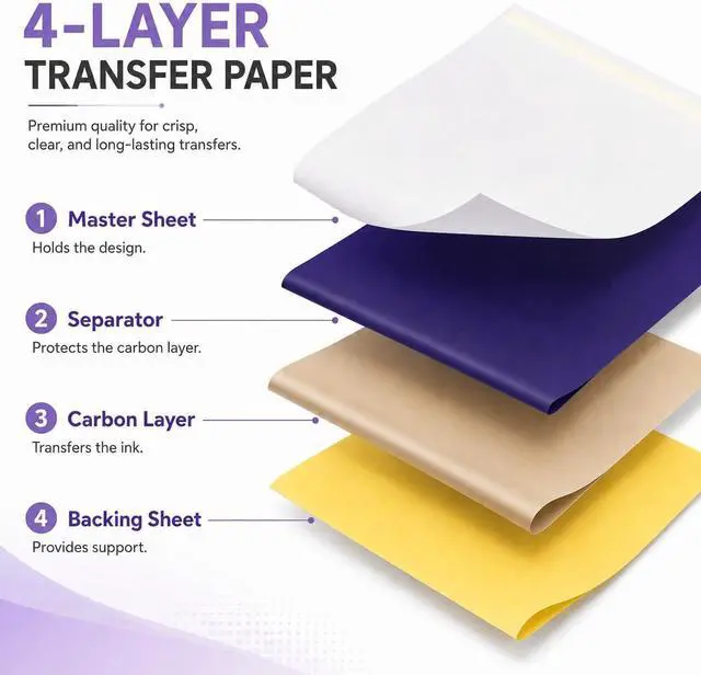 Alt view image 2 of 7 - 20 Sheets A4 Tattoo Transfer Paper, 4-Layer Thermal Stencil Sheets | DIY Tattoo Tracing Paper for Beginners, Artists, and Studios with Smooth Carbon Transfer for Clean Stencil Lines