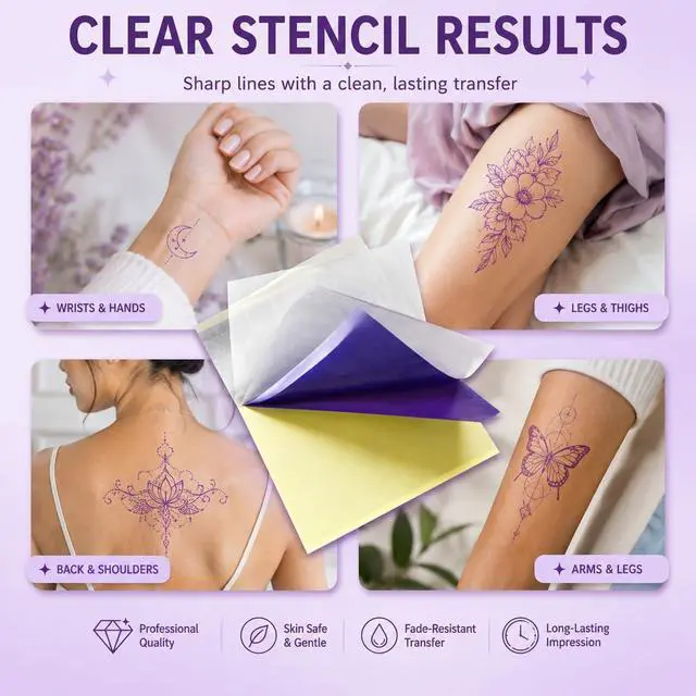Alt view image 6 of 7 - 20 Sheets A4 Tattoo Transfer Paper, 4-Layer Thermal Stencil Sheets | DIY Tattoo Tracing Paper for Beginners, Artists, and Studios with Smooth Carbon Transfer for Clean Stencil Lines
