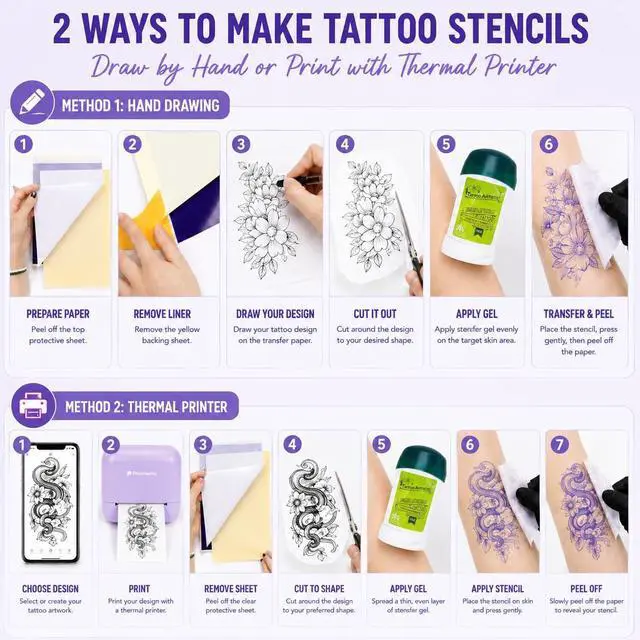 Alt view image 7 of 7 - 20 Sheets A4 Tattoo Transfer Paper, 4-Layer Thermal Stencil Sheets | DIY Tattoo Tracing Paper for Beginners, Artists, and Studios with Smooth Carbon Transfer for Clean Stencil Lines