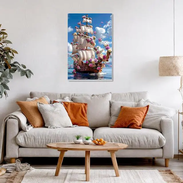 Alt view image 2 of 7 - Framed Paint by Numbers for Adults, Sailboat DIY Paint by Number Kits on Canvas, Easy Digital Oil Painting Set for Home Wall Decor 8x12 Inch