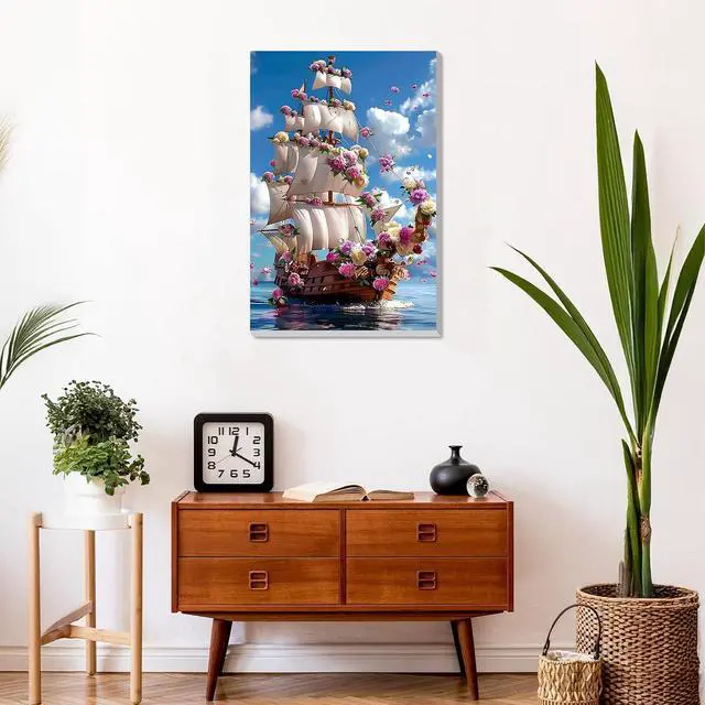 Alt view image 4 of 7 - Framed Paint by Numbers for Adults, Sailboat DIY Paint by Number Kits on Canvas, Easy Digital Oil Painting Set for Home Wall Decor 8x12 Inch