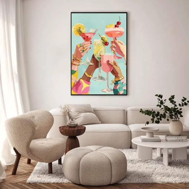 Alt view image 2 of 7 - Framed Paint by Numbers Kit for Adults, Cocktail Cheers, 8 x 12 Inch | DIY Adult Paint by Number Kit for Beginners, Bar Wall Decor, Stress Relief Craft Gift, Creative Hobby