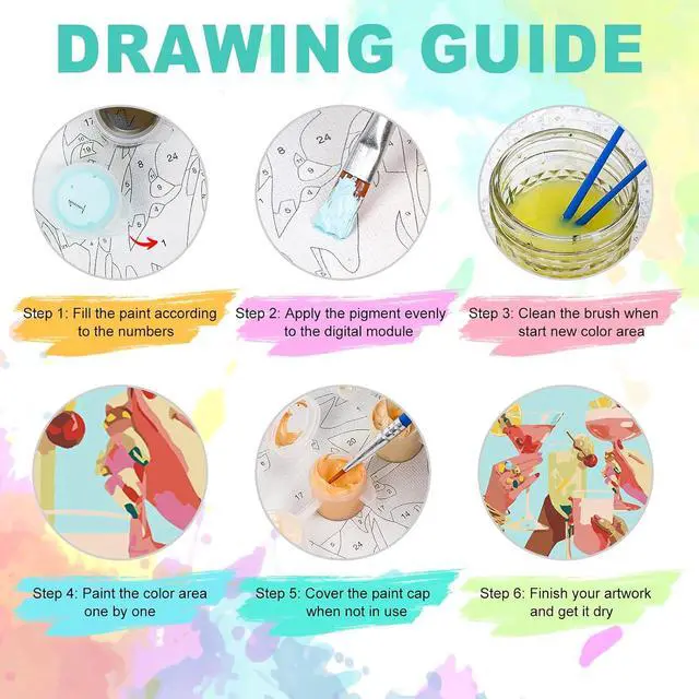 Alt view image 6 of 7 - Framed Paint by Numbers Kit for Adults, Cocktail Cheers, 8 x 12 Inch | DIY Adult Paint by Number Kit for Beginners, Bar Wall Decor, Stress Relief Craft Gift, Creative Hobby
