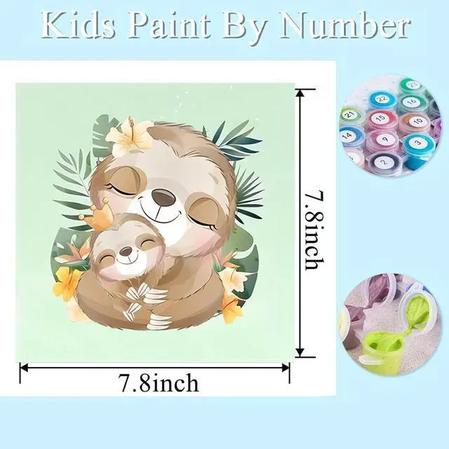 Alt view image 2 of 7 - 4 Pack Paint by Numbers for Kid Ages 4-8 Animals 8x8inch | Animal Paint by Number Kits for Kids, DIY Animal Oil Painting for Home Decoration