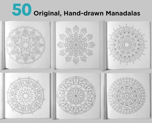 Alt view image 2 of 4 - Mandala Coloring Book with Circular Grid Templates for Drawing Your Own Mandalas - 50 Original Mandala Illustrations for Coloring Plus 20 Circular Grids for Creating Your Own Mandalas