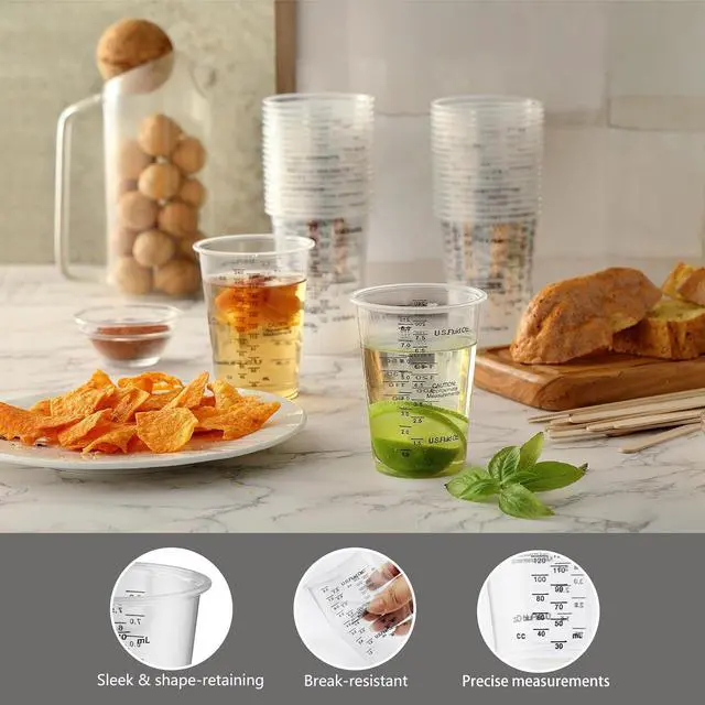 Alt view image 3 of 7 - 40PCS Measuring Mixing Cups, Little Cook 8oz Disposable Clear Plastic Resin Epoxy Paint Mixing Cups with 40pcs Wooden Stirring Sticks