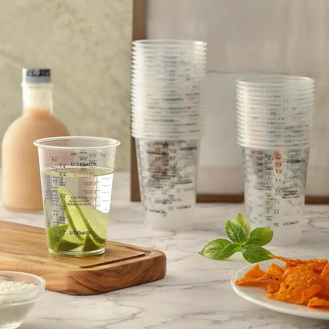 Alt view image 5 of 7 - 40PCS Measuring Mixing Cups, Little Cook 8oz Disposable Clear Plastic Resin Epoxy Paint Mixing Cups with 40pcs Wooden Stirring Sticks