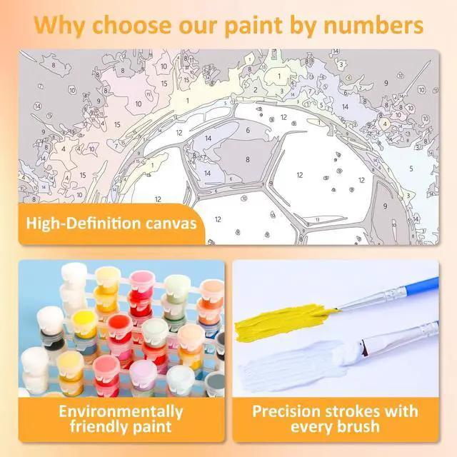 Alt view image 5 of 7 - Paint by Numbers Kit for Kids with Frame and Easel, Soccer, 8x8 inch | Soccer Paint by Numbers for Kids Ages 4-8-12, with Frame, Wooden Easel, Gifts Box, Fun and Relaxing,Home Wall Decor