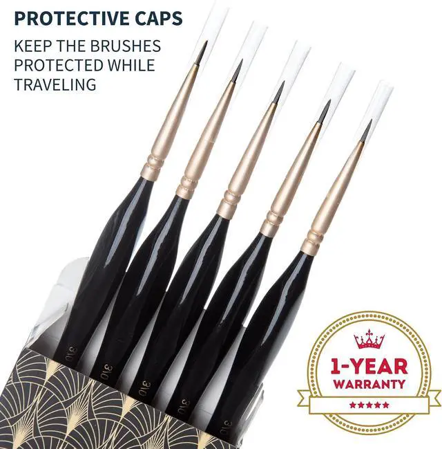 Alt view image 7 of 7 - Detail Paint Brush Set, 5 Miniature Brushes, Size Round 3/0 (000) | Fine Tips, Ergonomic Handles, For Small Scale Models, Figurines and Paint by Numbers for Adults