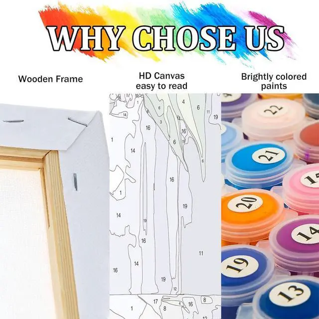 Alt view image 6 of 7 - 2 Pack Framed Paint by Numbers Kit for Adults Easel 8x12 Inch | Landscape Streetscape Adult Paint by Numbers, DIY Acrylic Oil Painting by Numbers with Brushes on Canvas Gift Home Wall Decor