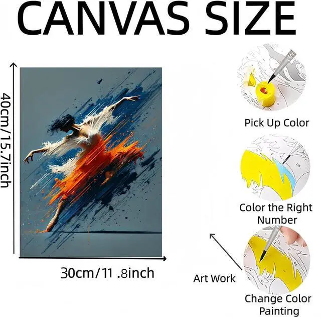 Alt view image 2 of 7 - Paint by Numbers Kit for Adults Beginner,Power Dancer Adult Paint by Number Kits on Canvas,Painting by Numbers Easy Oil Painting,for Home Wall Decor 11.8X15.7 inches