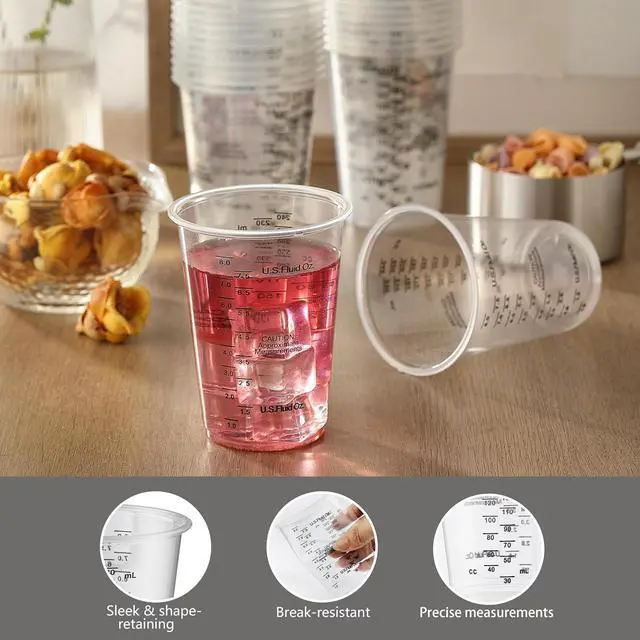 Alt view image 3 of 7 - 50PCS Resin Epoxy Mixing Cups, 8oz Clear Plastic Paint Measuring Cups with 50pcs Wooden Stirring Sticks for Epoxy Resins, Mixing Paint, Pigments, Resins