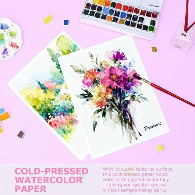 Alt view image 3 of 7 - Pacocoast Watercolor Paper, 9"X12" Artist Drawing Paper Pads, (300gsm/140lb) Water Color Sketch Book for Painting, Arts & Crafts Supplies for Adults, Watercolor Journal Notebook, Pink