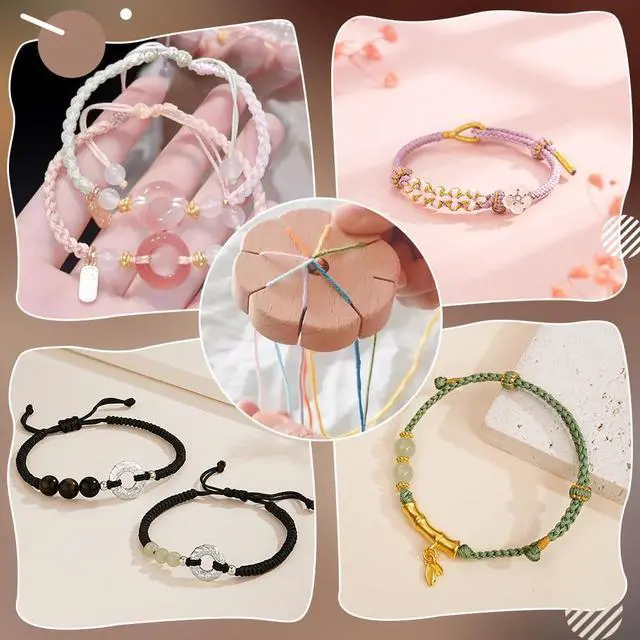 Alt view image 5 of 5 - 3 Styles Kumihimo Disk, 8 Slots Black Weaving Plate Wood Braiding Disk Hand Rope Braiding Plate Board Wooden Beading Cord Disc for Friendship Bracelets Knitting Crafting