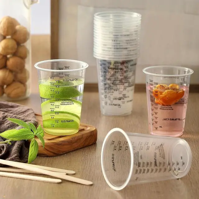 Alt view image 6 of 7 - 20pcs 8oz Graduated Clear Plastic Measuring Mixing Cups with 20pcs Wooden Stirring Sticks for Mixing Paint, Pigments, Epoxy Resins