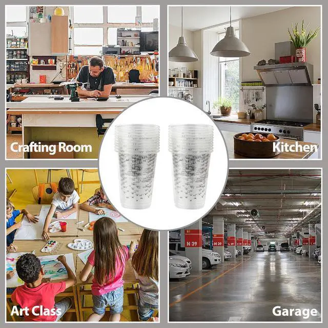 Alt view image 4 of 7 - 20pcs 8oz Graduated Clear Plastic Measuring Mixing Cups with 20pcs Wooden Stirring Sticks for Mixing Paint, Pigments, Epoxy Resins