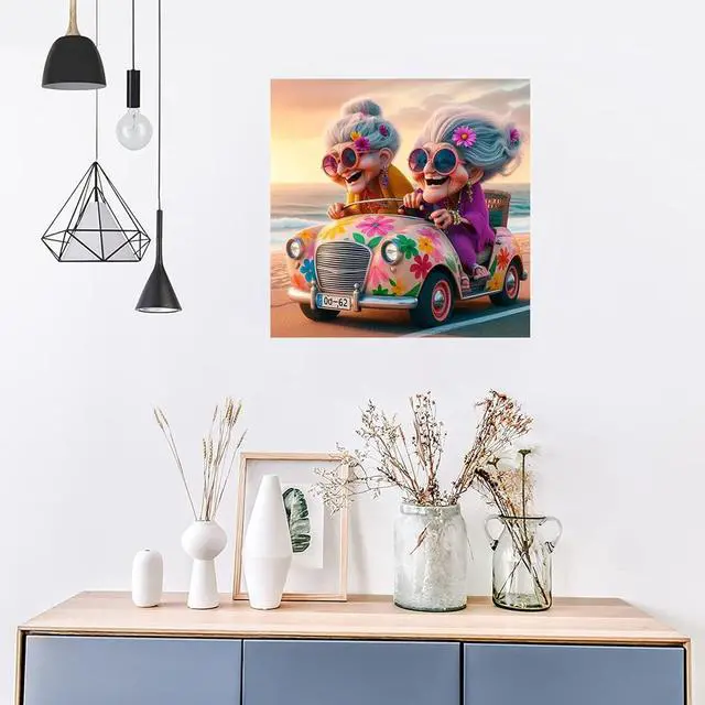 Alt view image 4 of 7 - Grandmother Paint by Numbers Kits for Adults,Car Easy Adult Painting by Number on Canvas for Beginner, DIY Watercolor Painting for Gift Home Decor Relax. (car)