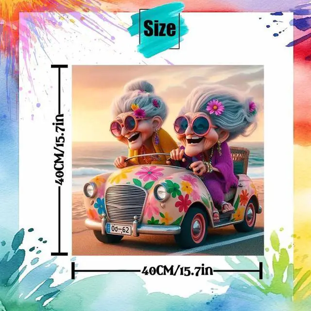 Alt view image 2 of 7 - Grandmother Paint by Numbers Kits for Adults,Car Easy Adult Painting by Number on Canvas for Beginner, DIY Watercolor Painting for Gift Home Decor Relax. (car)