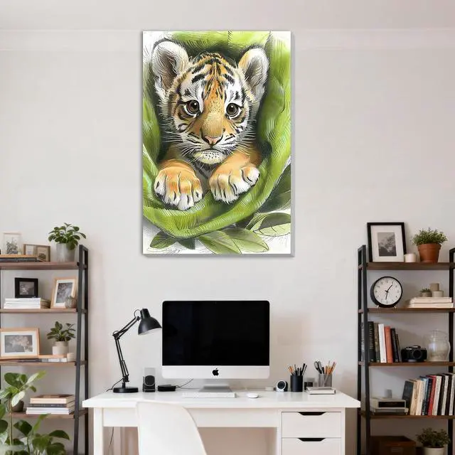 Alt view image 2 of 7 - Framed Paint by Numbers Kit for Adults, Tiger DIY Paint by Number Kits on Canvas, Easy Animal Painting by Numbers for Home Wall Decor Gift 8x12 Inch