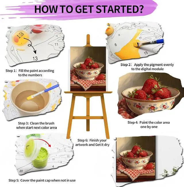 Alt view image 5 of 7 - DIY Strawberry Paint by Numbers Kits for Adults,Vintage Paint by Number for Adults Beginner, Paint by Numbers Kits on Canvas Without Frame for Home Wall Decor 16x20inch