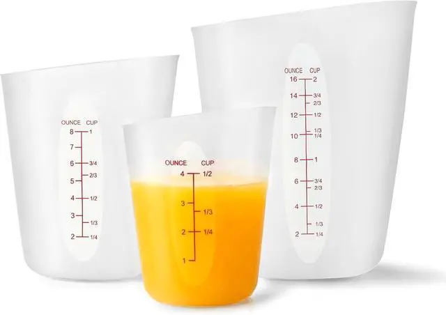 Main image of Silicone Measuring Cups for Melting ChocolateSet of 3 (2-Cup, 1-Cup, 1/2-Cup) Flexible Squeeze and Pour Silicone Cups for Baking, Resin Mixing & Candy Making, Microwave Safe & BPA-Free