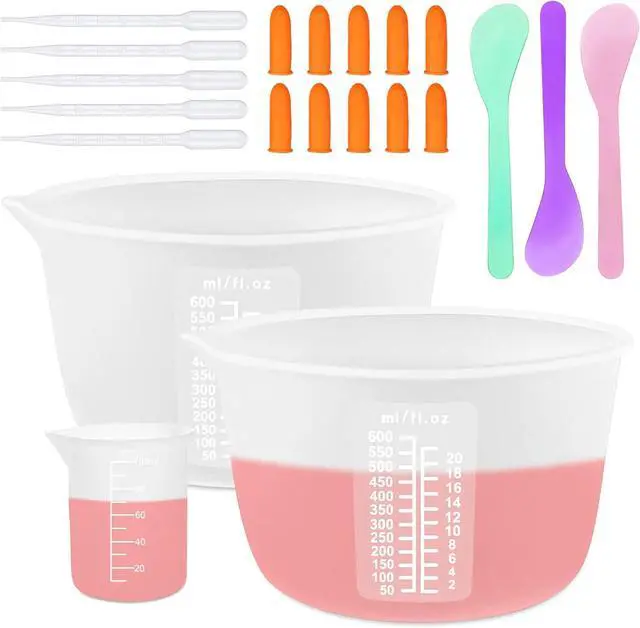 Main image of Silicone Resin Measuring Cups, 600ml with Stir Sticks | Non-Stick Silicone, Easy Peel-Off, for Epoxy Resin, Jewelry Making, Candle & Paint Mixing, Reusable Craft Supplies