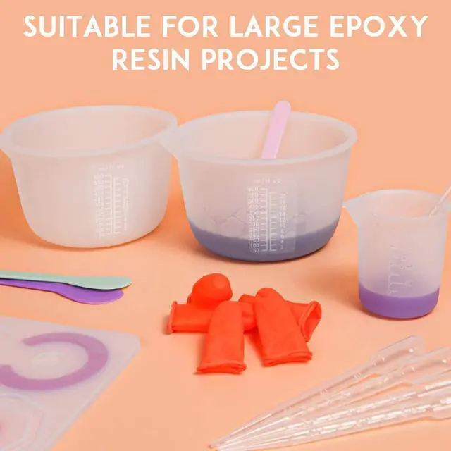 Alt view image 2 of 7 - Silicone Resin Measuring Cups, 600ml with Stir Sticks | Non-Stick Silicone, Easy Peel-Off, for Epoxy Resin, Jewelry Making, Candle & Paint Mixing, Reusable Craft Supplies