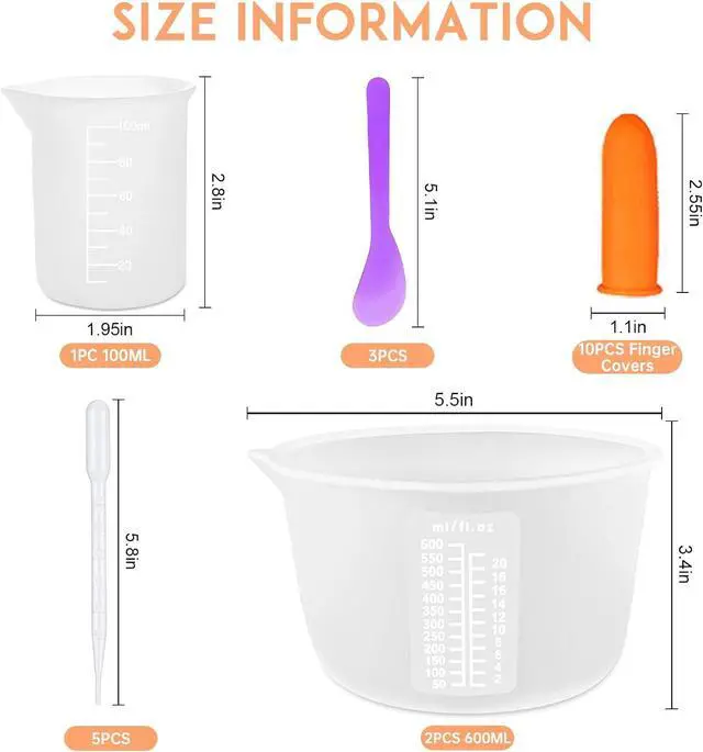 Alt view image 3 of 7 - Silicone Resin Measuring Cups, 600ml with Stir Sticks | Non-Stick Silicone, Easy Peel-Off, for Epoxy Resin, Jewelry Making, Candle & Paint Mixing, Reusable Craft Supplies