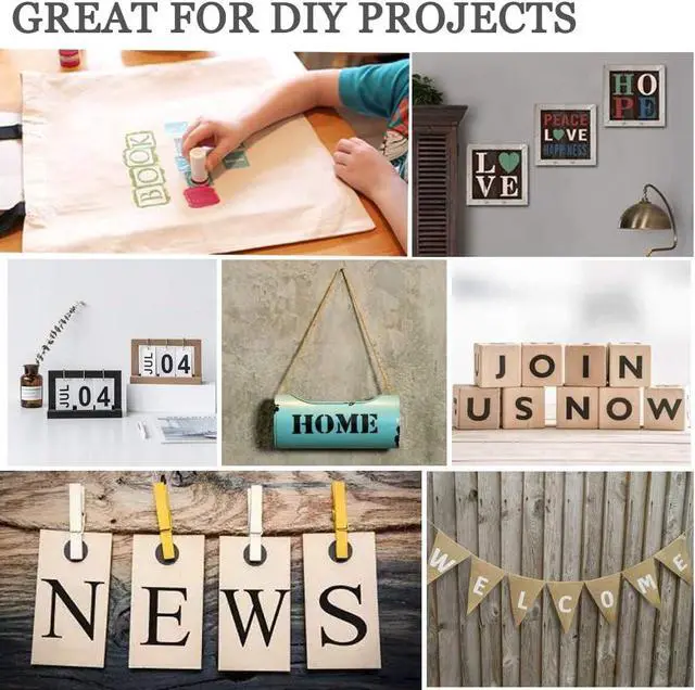 Alt view image 7 of 7 - 1 Inch Letter Stencils Kit, Alphabet Art Craft Stencils, Reusable Plastic Letters and Numbers Stencil Set for Wood, Wall, Fabric, Rock, Chalkboard, Signage and DIY Art Projects (White, 36 Pcs)