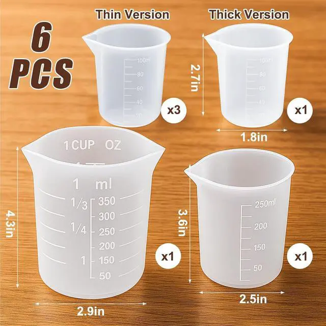 Alt view image 2 of 7 - 6PCS Silicone Measuring Cups for Melting Chocolate, Dishwasher Safe | Silicone Chocolate Melting Cup Set with 100/250/350ml Capacity, Baking Supplies Accessories for DIY Chocolate Molds