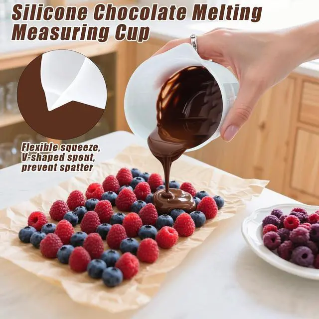 Alt view image 3 of 7 - 6PCS Silicone Measuring Cups for Melting Chocolate, Dishwasher Safe | Silicone Chocolate Melting Cup Set with 100/250/350ml Capacity, Baking Supplies Accessories for DIY Chocolate Molds