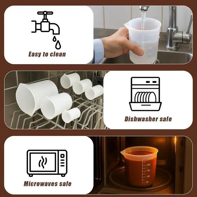 Alt view image 7 of 7 - 6PCS Silicone Measuring Cups for Melting Chocolate, Dishwasher Safe | Silicone Chocolate Melting Cup Set with 100/250/350ml Capacity, Baking Supplies Accessories for DIY Chocolate Molds