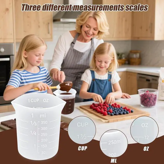 Alt view image 4 of 7 - 6PCS Silicone Measuring Cups for Melting Chocolate, Dishwasher Safe | Silicone Chocolate Melting Cup Set with 100/250/350ml Capacity, Baking Supplies Accessories for DIY Chocolate Molds