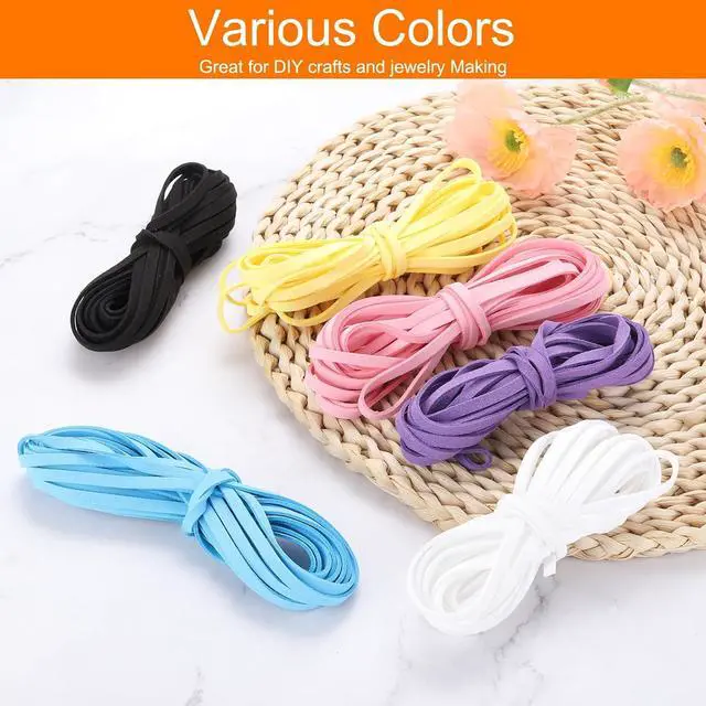 Alt view image 5 of 6 - Faux Suede Leather Cord 5mm x 5.5 Yards Flat Leather String Thin Leather Strip Lace for Necklace Bracelet Beading Jewelry Making Arts Crafts (Black, 5m)
