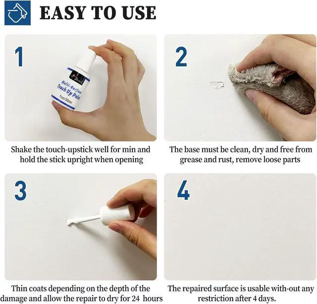 Alt view image 6 of 7 - White Touch Up Paint - Multi Surface Touch Up Paint Pen, Scratch Repair for Wall, Door, Cabinets, Metal, Appliance, Wood, Furniture, 1.5 Fl Oz (Semi Gloss, Ivory)