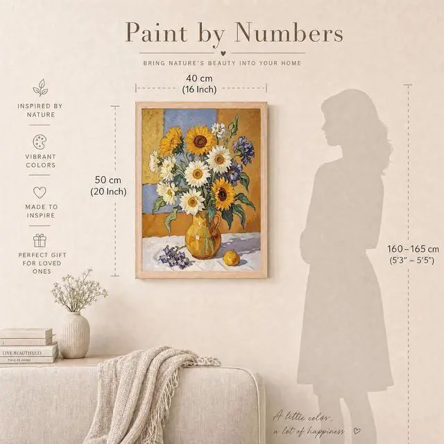 Alt view image 4 of 7 - Paint by Numbers Kit for Adults - Sunflowers DIY Paint by Number Canvas Art Kit, 16x20 in Oil Painting by Nubmers Kit for Relaxation and Home Decor, Acrylic Paint Set