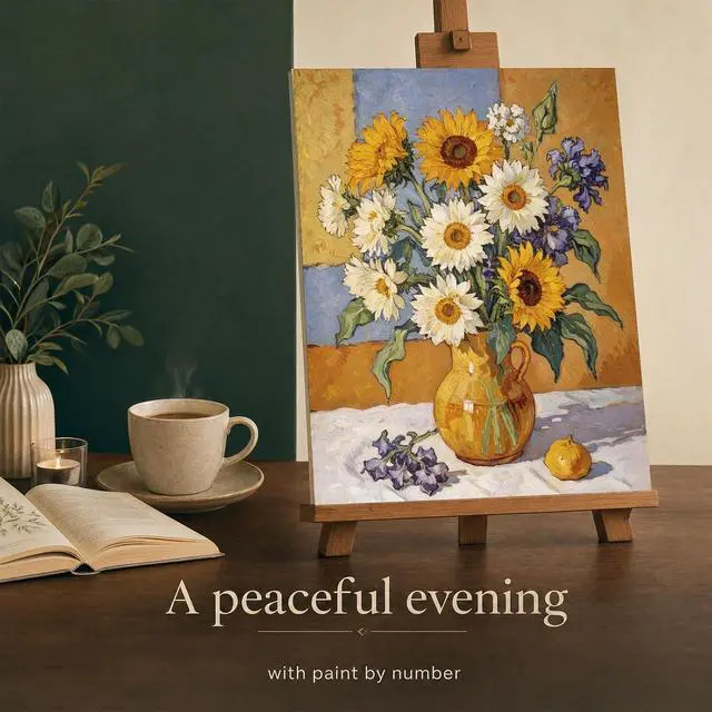 Alt view image 3 of 7 - Paint by Numbers Kit for Adults - Sunflowers DIY Paint by Number Canvas Art Kit, 16x20 in Oil Painting by Nubmers Kit for Relaxation and Home Decor, Acrylic Paint Set