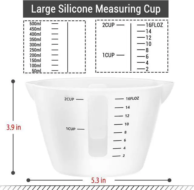 Alt view image 2 of 7 - 500ml Large Silicone Measuring Cups, 2-Cup Resin Mixing & Pouring Cups for Epoxy, Resin Jewelry Making, Nonstick Reusable Craft Measuring Cups, 16 oz, Set of 2