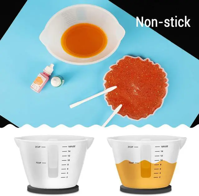 Alt view image 4 of 7 - 500ml Large Silicone Measuring Cups, 2-Cup Resin Mixing & Pouring Cups for Epoxy, Resin Jewelry Making, Nonstick Reusable Craft Measuring Cups, 16 oz, Set of 2