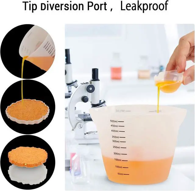 Alt view image 3 of 7 - 500ml Large Silicone Measuring Cups, 2-Cup Resin Mixing & Pouring Cups for Epoxy, Resin Jewelry Making, Nonstick Reusable Craft Measuring Cups, 16 oz, Set of 2