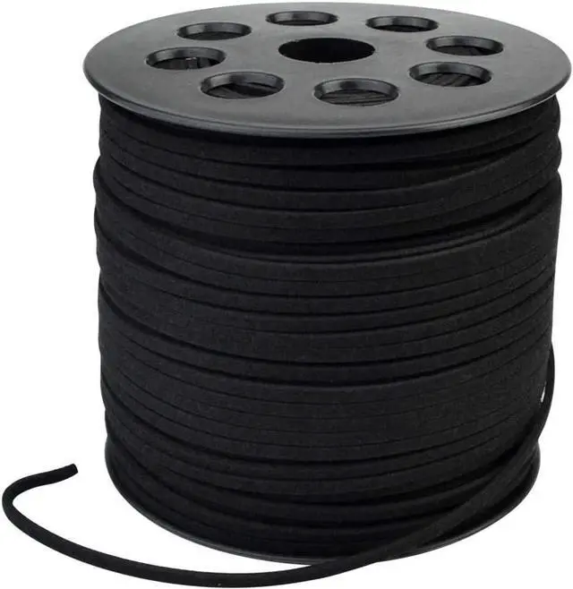 Main image of 3mm x100 Yards Black Suede Cord Suede Lace Faux Leather Cord with Roll Spool for Bracelet Necklace Beading DIY Handmade Crafts