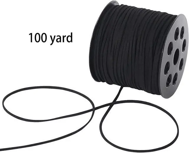 Alt view image 2 of 7 - 3mm x100 Yards Black Suede Cord Suede Lace Faux Leather Cord with Roll Spool for Bracelet Necklace Beading DIY Handmade Crafts