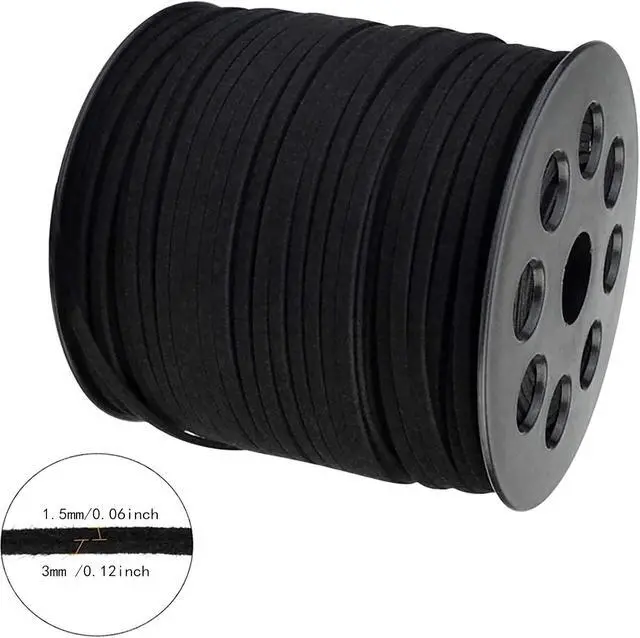 Alt view image 4 of 7 - 3mm x100 Yards Black Suede Cord Suede Lace Faux Leather Cord with Roll Spool for Bracelet Necklace Beading DIY Handmade Crafts