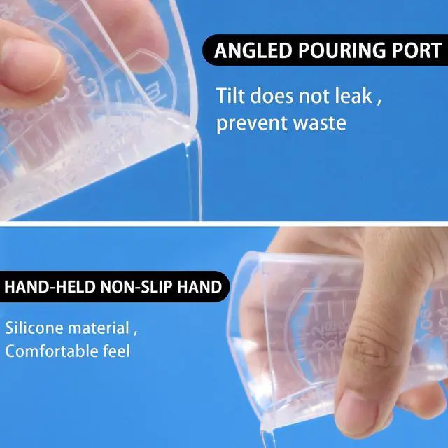 Alt view image 3 of 7 - 4Pcs Silicone Resin Measuring Cups, Thick Silicone Mixing Pouring Cups with 3 Measurement Units, Non-Stick Silicone Mixing Cups for Epoxy Resin, 50ml