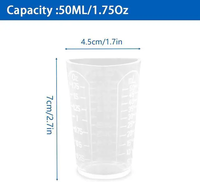 Alt view image 2 of 7 - 4Pcs Silicone Resin Measuring Cups, Thick Silicone Mixing Pouring Cups with 3 Measurement Units, Non-Stick Silicone Mixing Cups for Epoxy Resin, 50ml