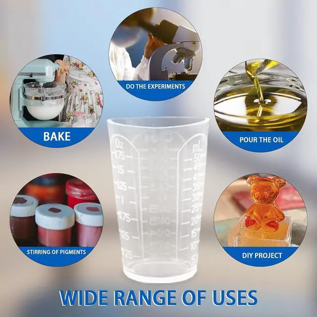 Alt view image 5 of 7 - 4Pcs Silicone Resin Measuring Cups, Thick Silicone Mixing Pouring Cups with 3 Measurement Units, Non-Stick Silicone Mixing Cups for Epoxy Resin, 50ml